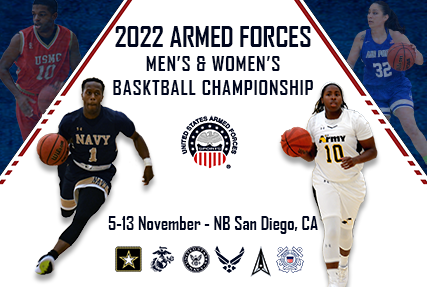 Naval Base San Diego, California will host the 2022 Armed Forces Men’s and Women’s Basketball Championships featuring teams from Army, Marine Corps, Navy (including Coast Guard) and Air Force (including Space Force), held at the Admiral Prout Fieldhouse from 5-13 November 2022.  